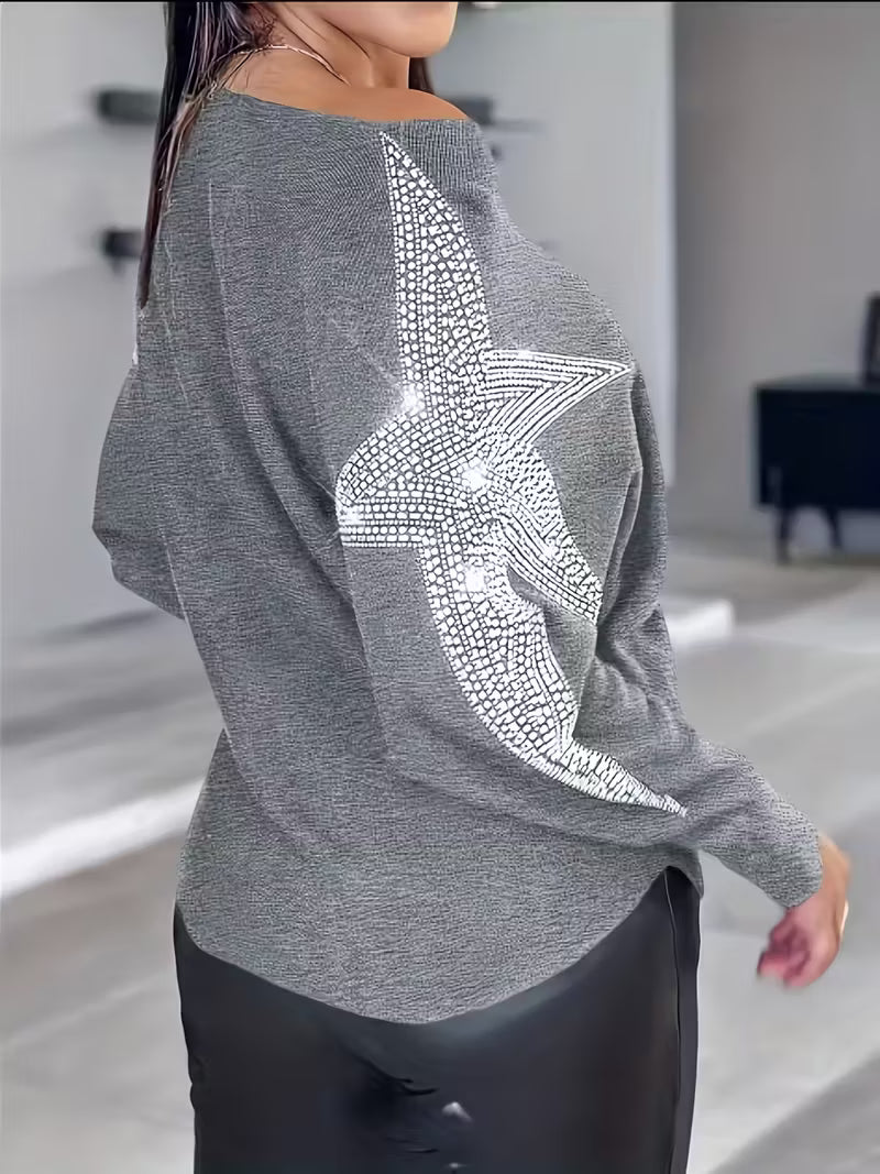 Pull imprimé étoilé — portée avec pantalon, style élégant