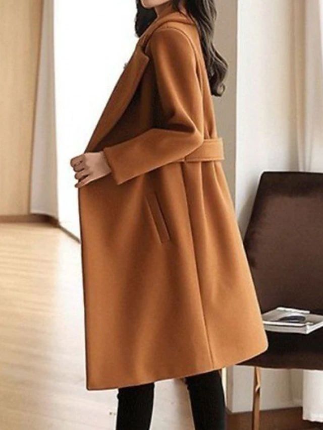 Manteau Long Croisé à Revers