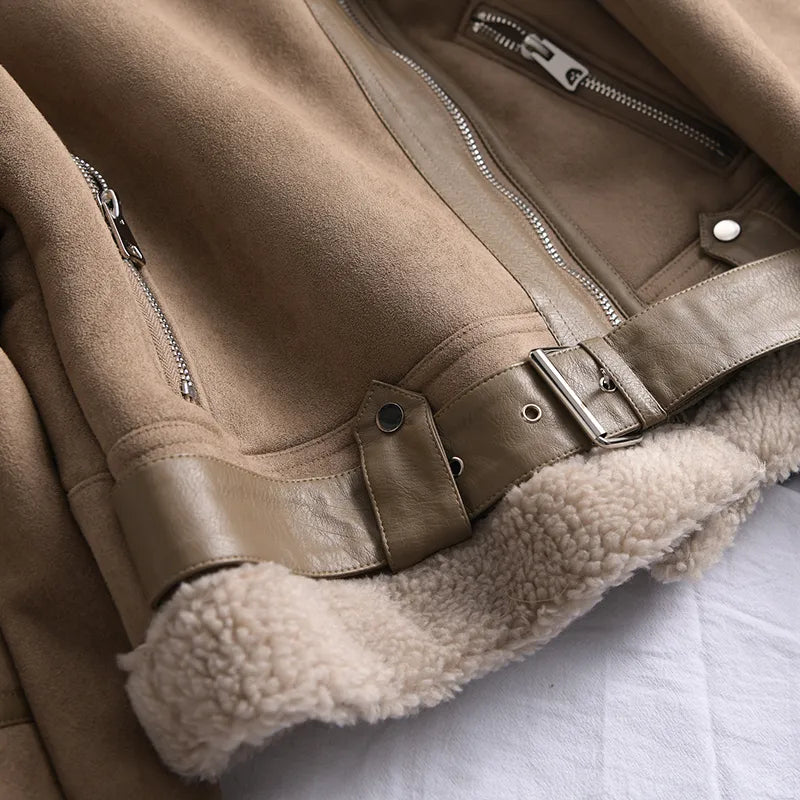 Manteau d'hiver en daim Olivia - Chaud et élégant