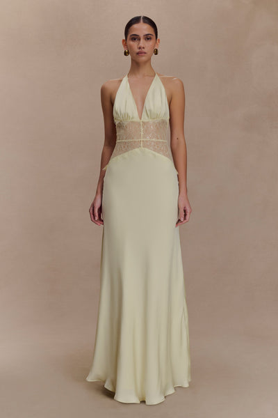 Kalira | Robe longue en satin à dentelle