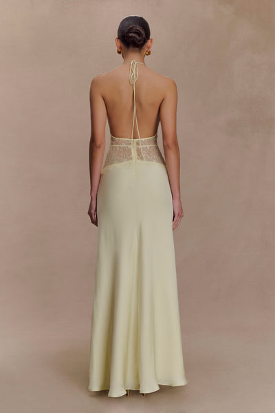 Kalira | Robe longue en satin à dentelle