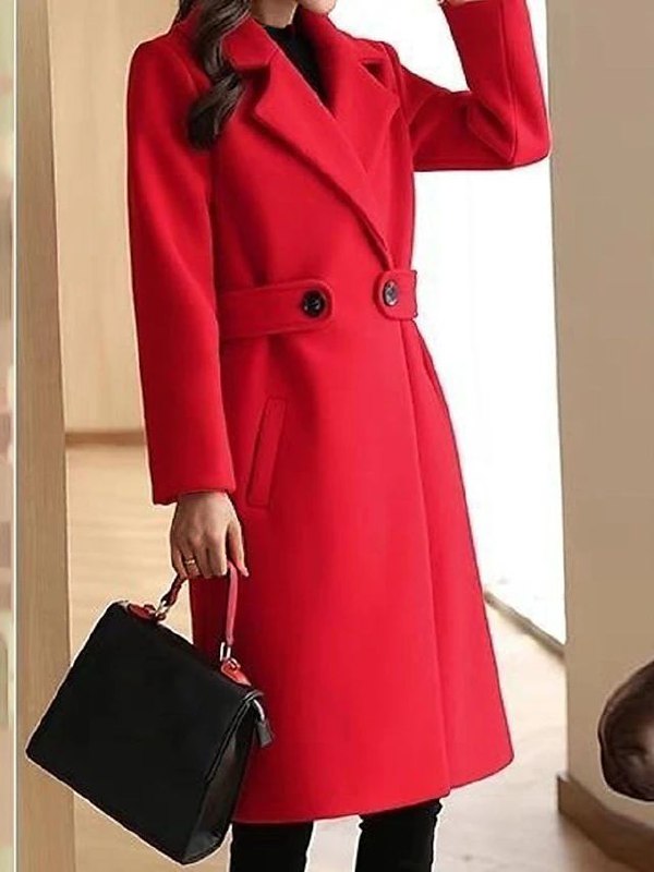 Manteau Long Croisé à Revers
