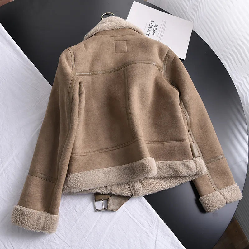 Manteau d'hiver en daim Olivia - Chaud et élégant
