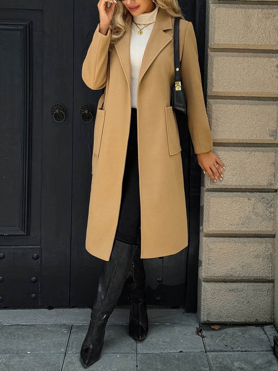 Manteau Portefeuille Mi-Long à Ceinture