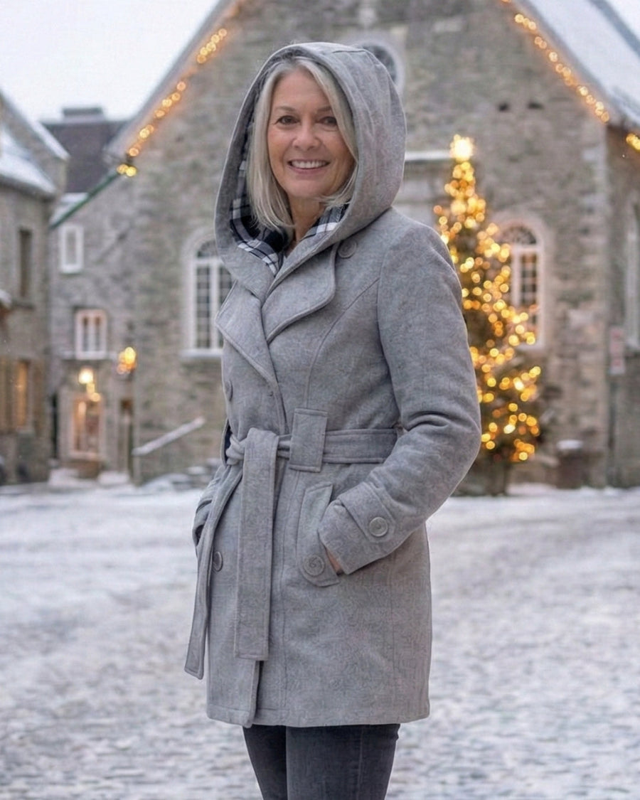Manteau Mi-Long Croisé à Ceinture