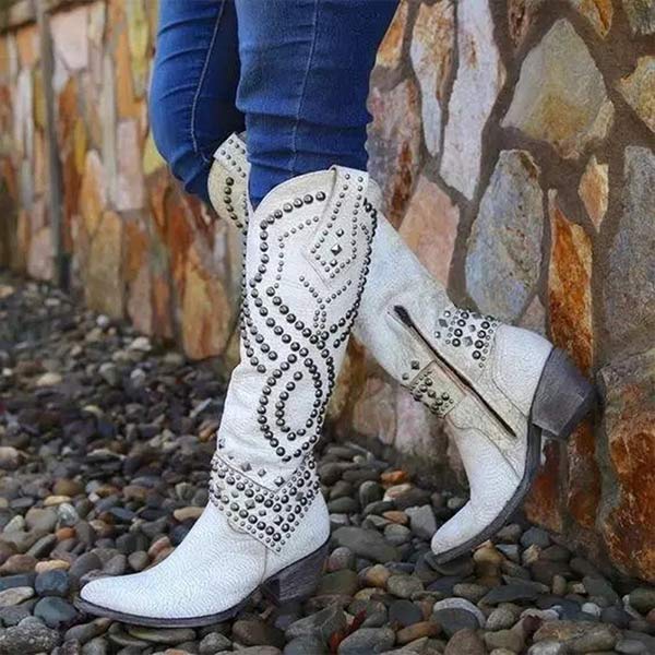 Bottes Hautes à Talon Bloc Western