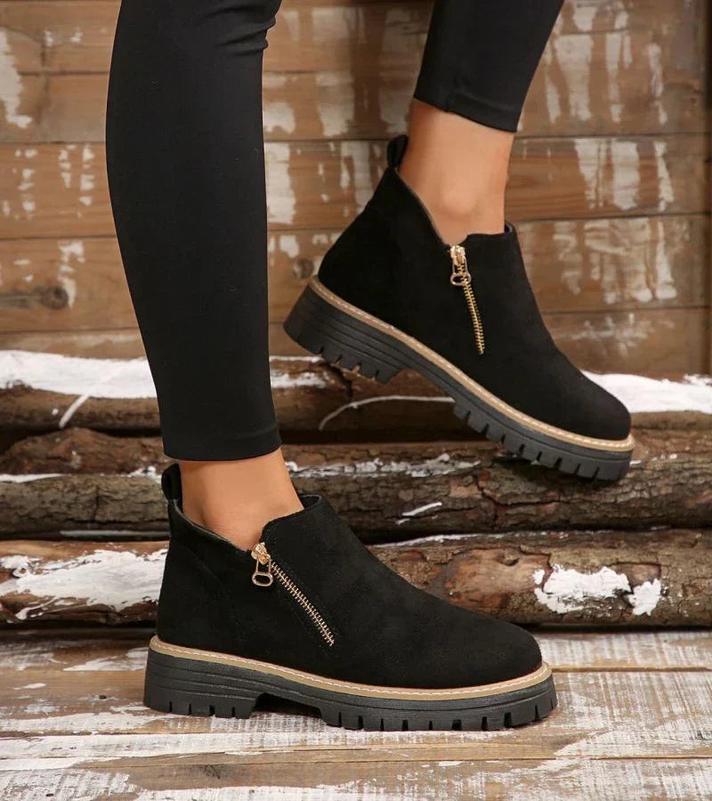 Bottines à Fermeture Éclair et Talon Bloc
