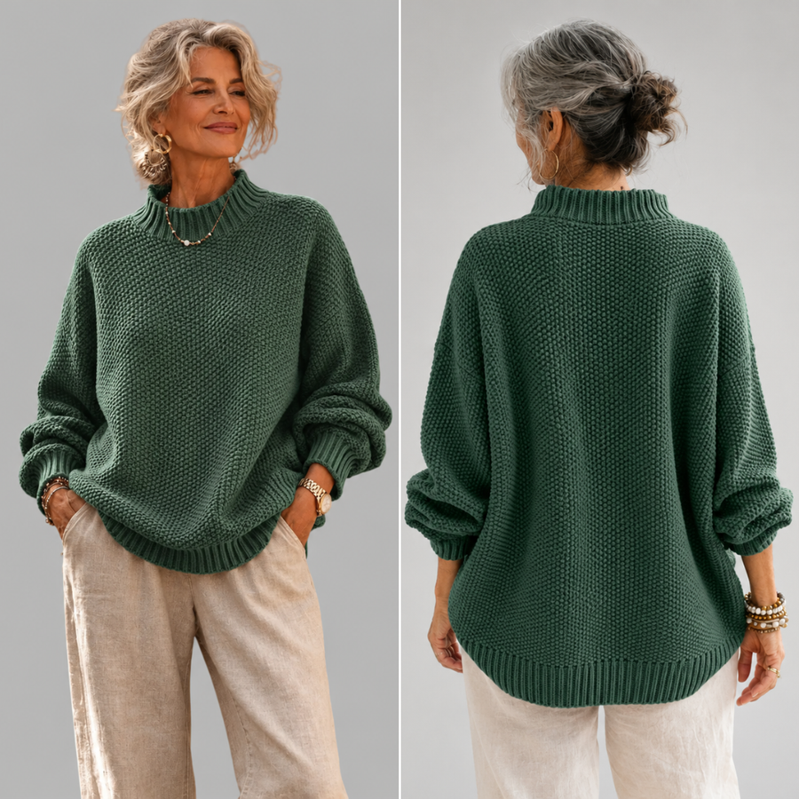 Pull Col Montant Côtelé Coupe Détente