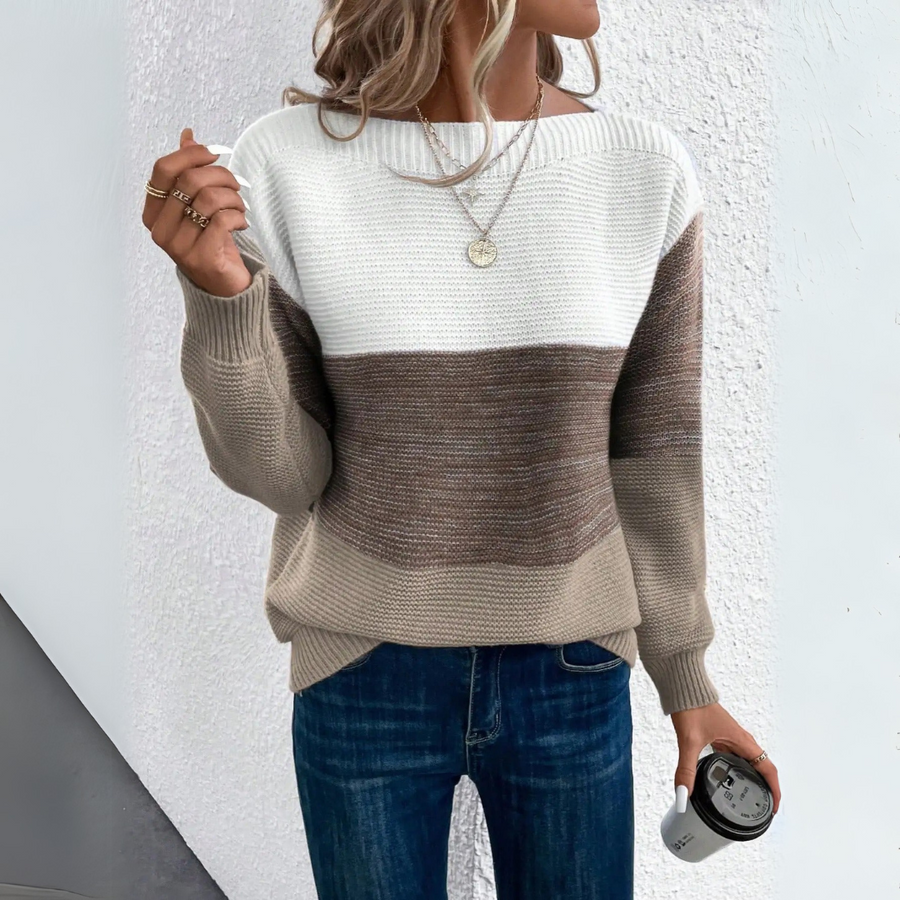 Pull Colour-Block Col Rond Tricolore