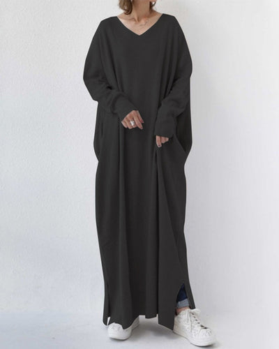 Robe longue oversize en maille à col en V