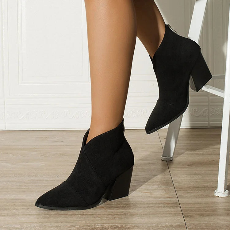 Bottines à Talon Bas et Fermeture Éclair
