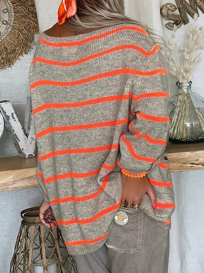 Pull Rayé Col Rond Coupe Ample
