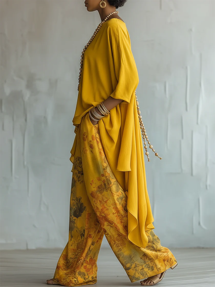 Pantalon large Colombe — taille élastiquée et tombé à la cheville