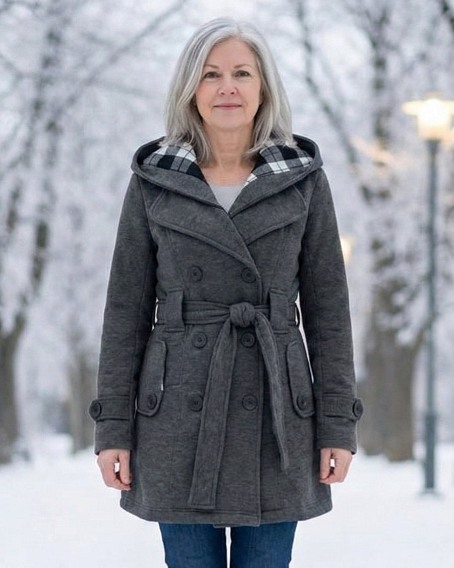 Manteau Mi-Long Croisé à Ceinture