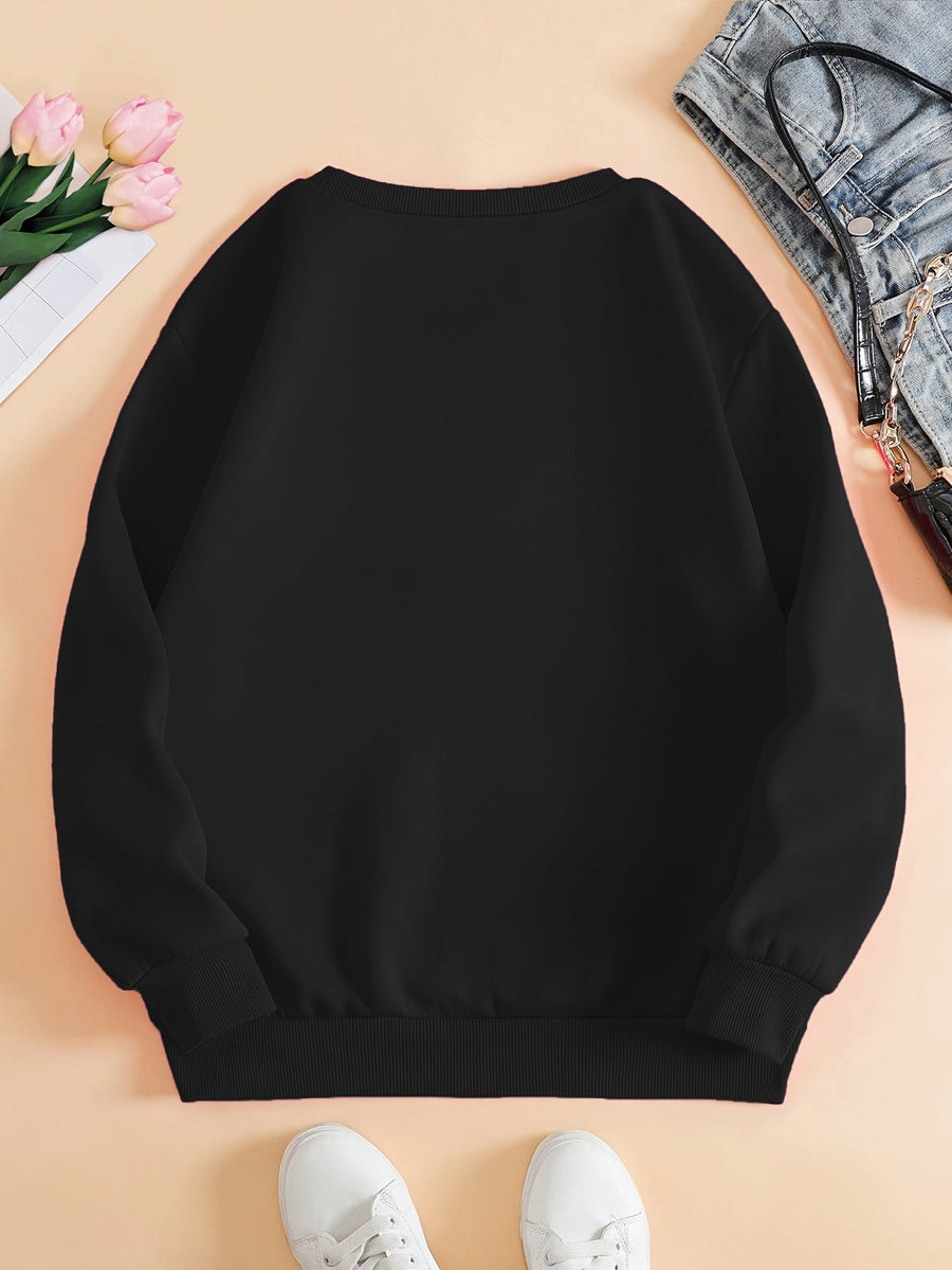 Pull col rond motif cœurs brodés — vue arrière en buste