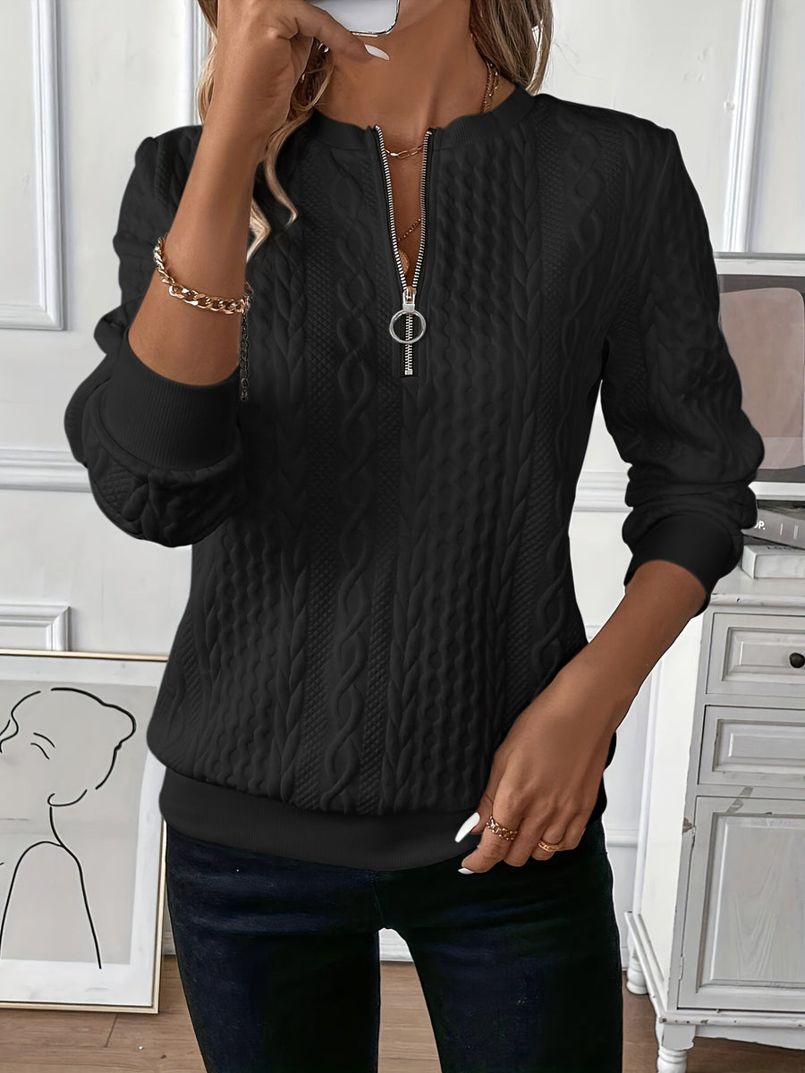 Sweat Col Zippé Demi-Ouvert Coupe Ample