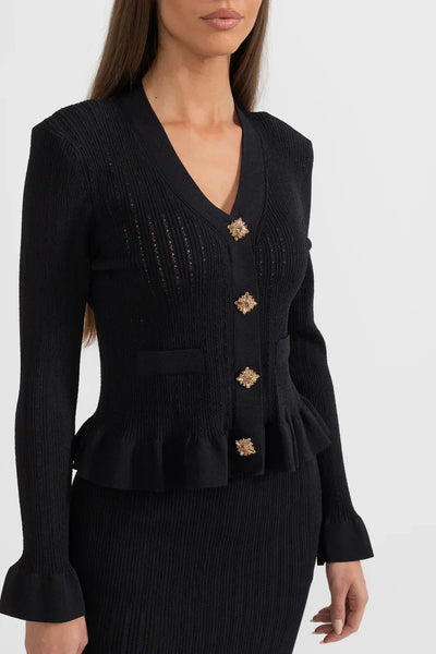 Prudence – Ensemble composé d'une robe midi en maille raffinée et d'un haut boutonné