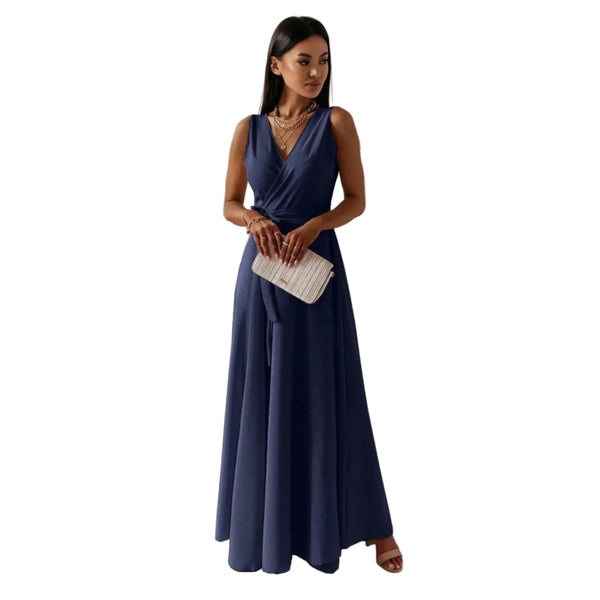 Élégance | Robe Maxi Fluide à Encolure en V pour Femme