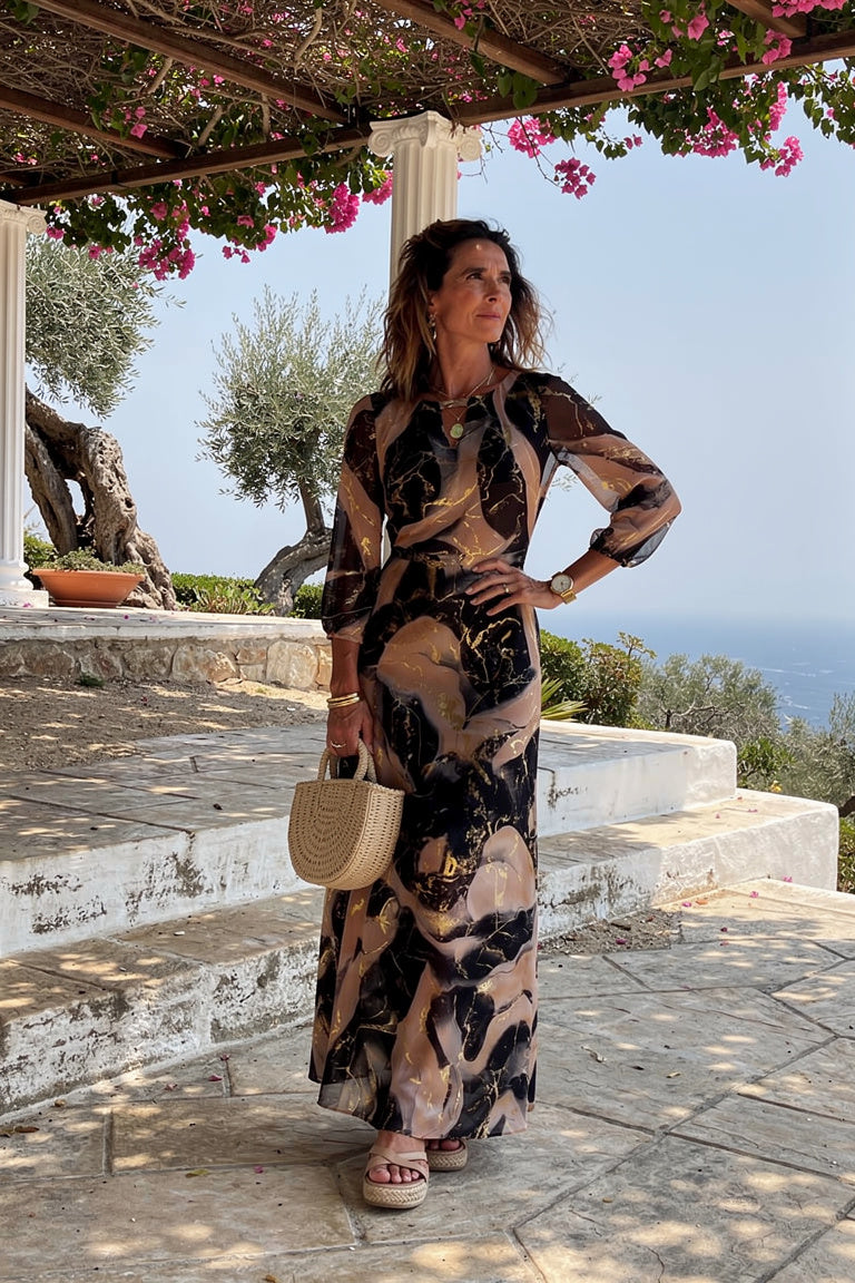 Robe Fluide Imprimée - Élégance Intemporelle — Taille 36-38 — Estée Paris
