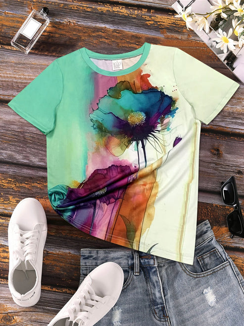 Fabienne - T-shirt à imprimé floral et manches courtes