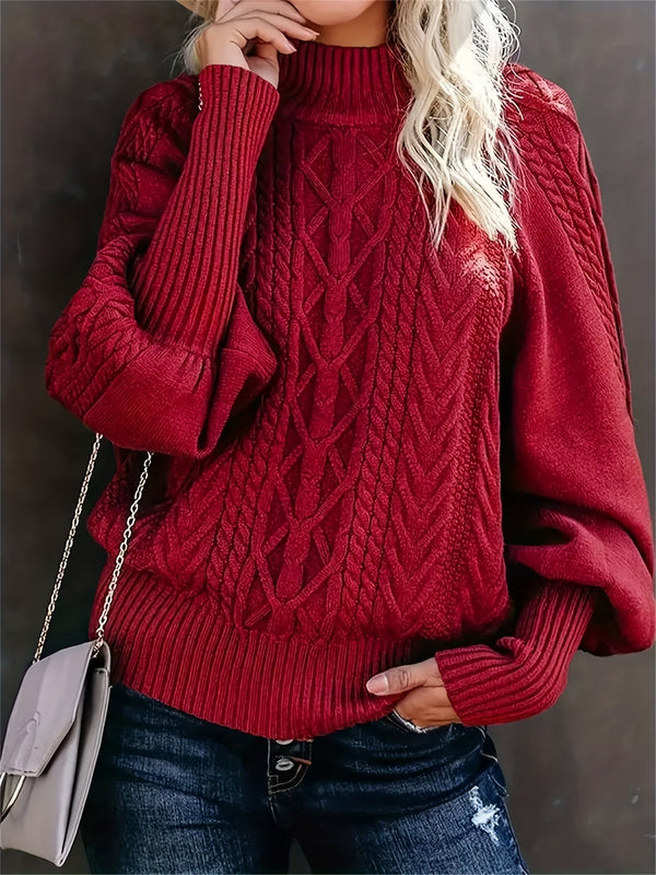 Pull Col Montant Torsadé Manches Amples