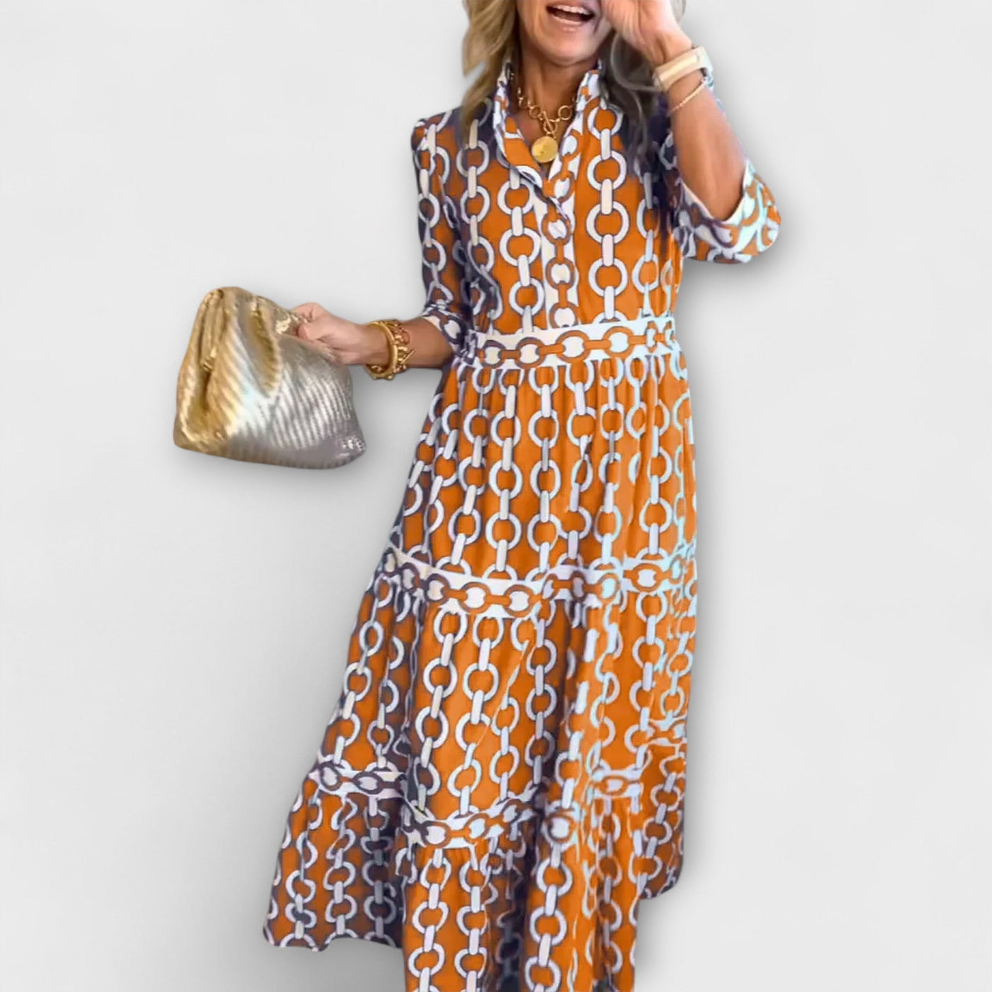 Sophia | Robe midi à motif chaîne