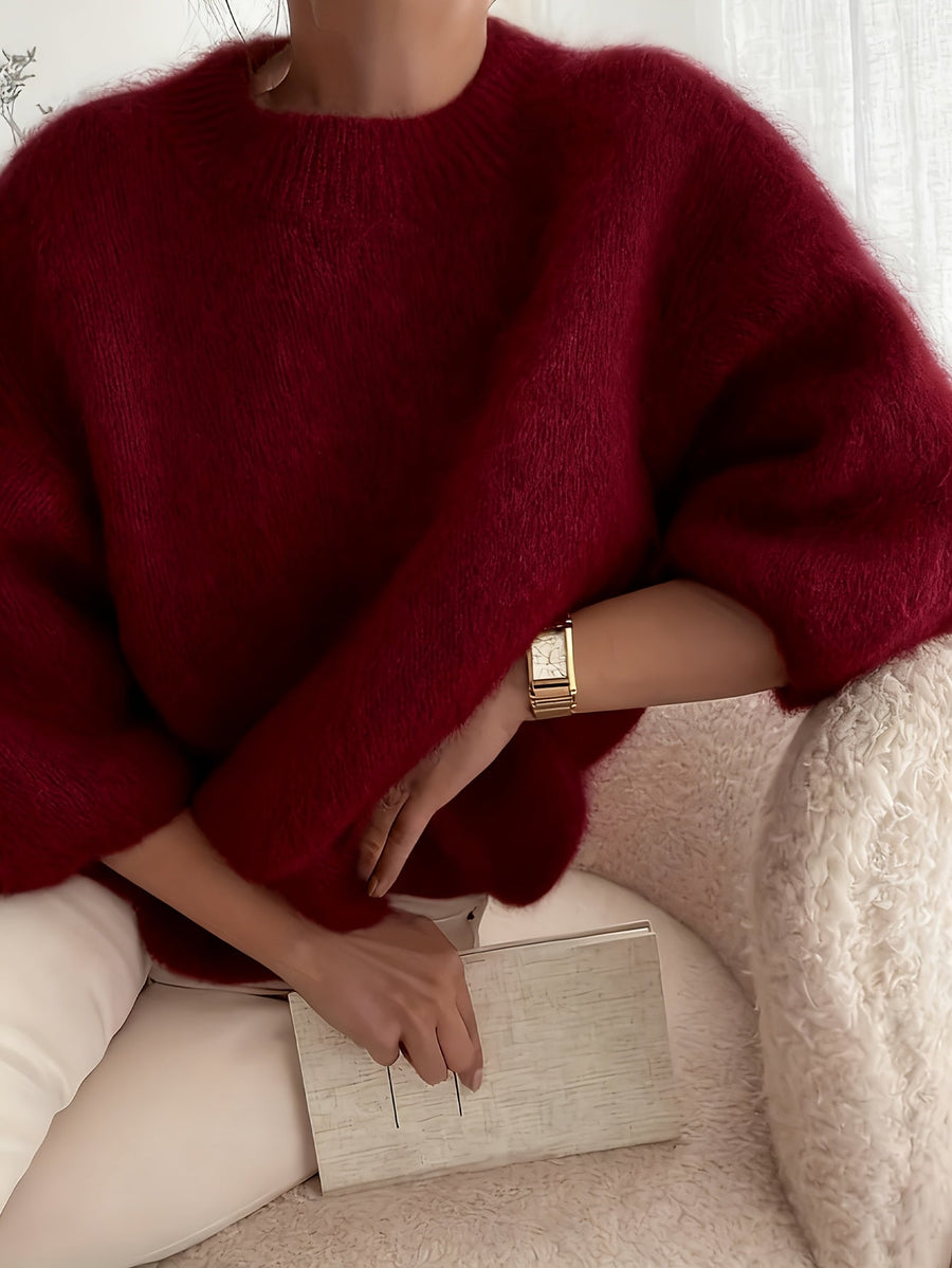 Pull oversize femme — détail de la coupe au niveau des épaules