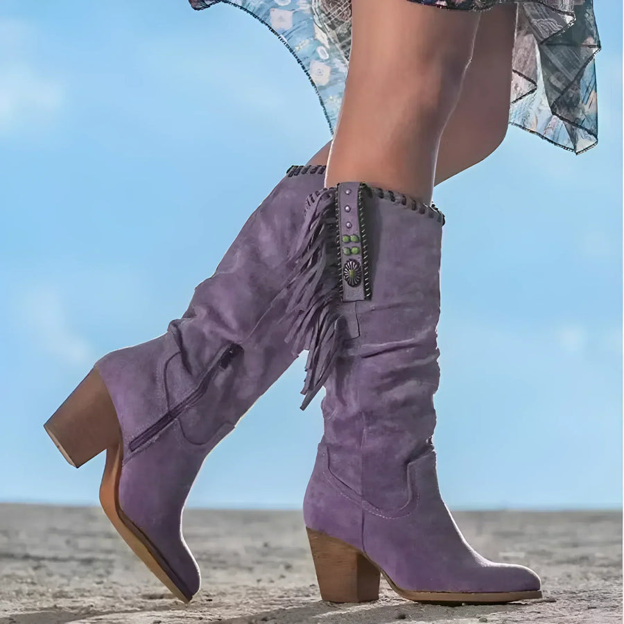 Bottes Franges à Talon Bloc