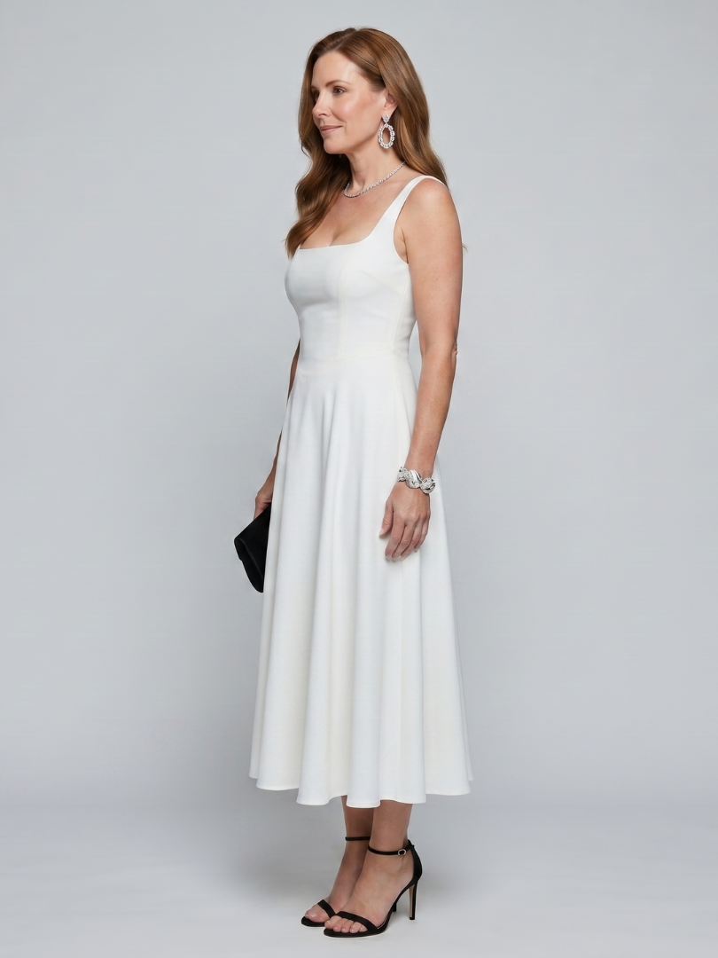Robe Midi encolure carrée — vue latérale silhouette