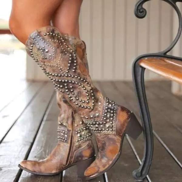 Bottes Hautes à Talon Bloc Western