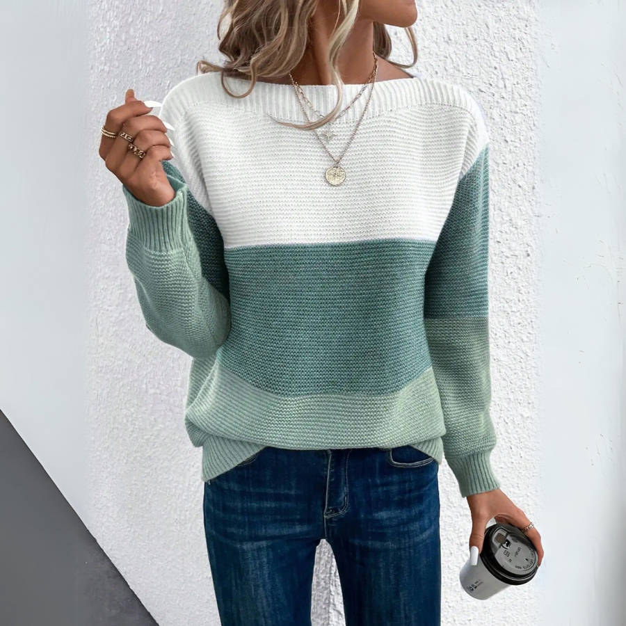 Pull Colour-Block Col Rond Tricolore