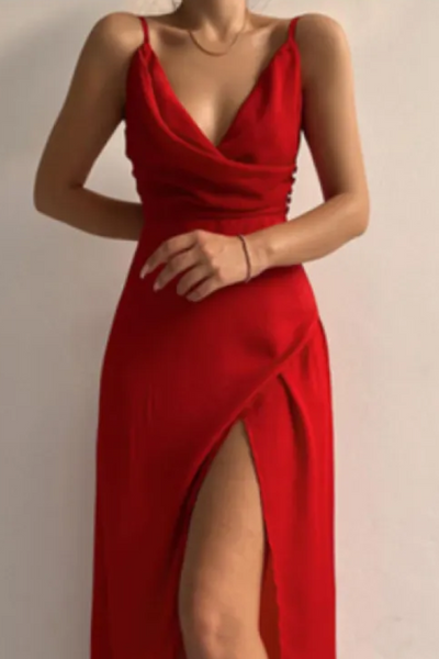 Lana | Robe à bretelles et col en V pour femme