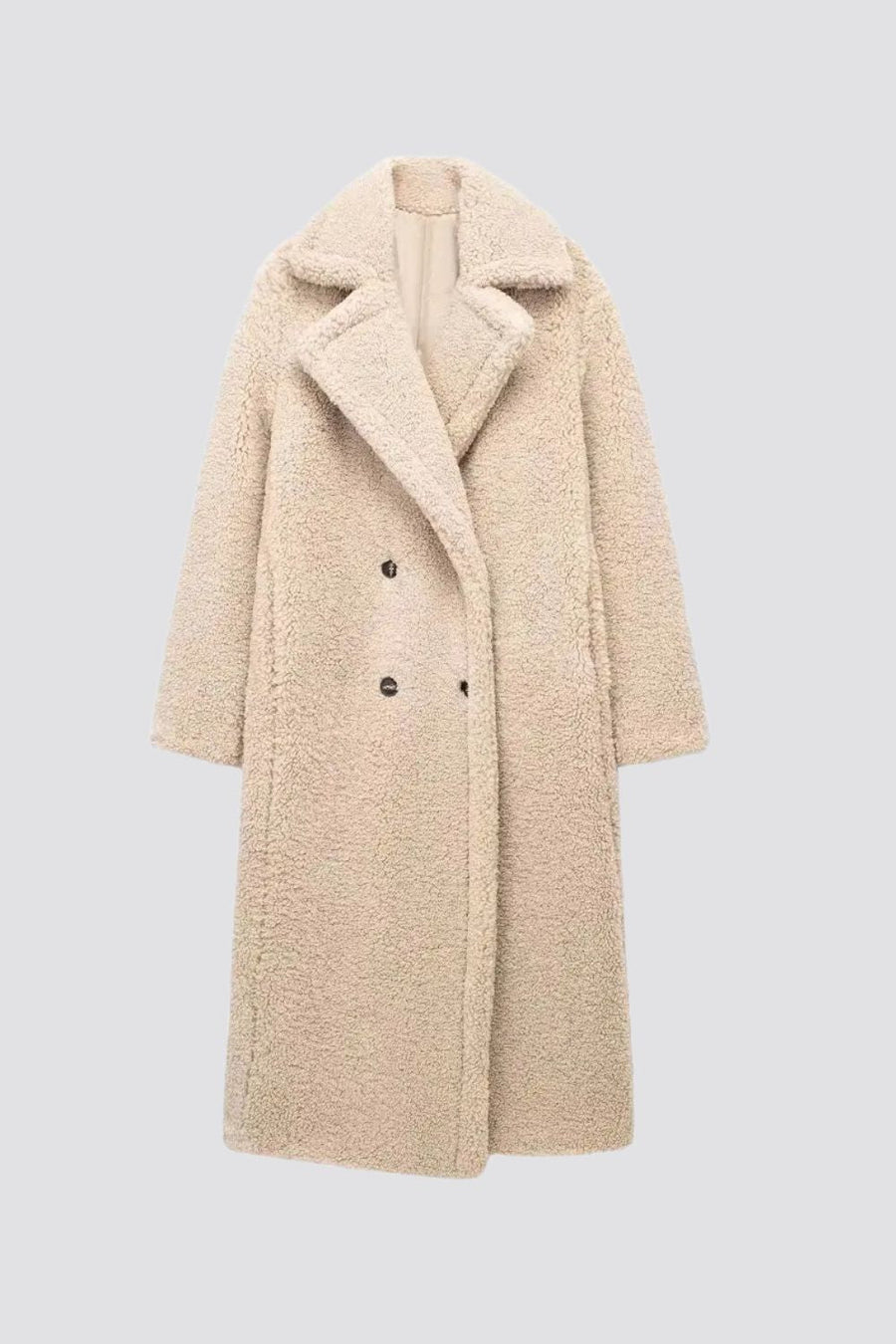 Manteau Teddy Long Croisé Oversize