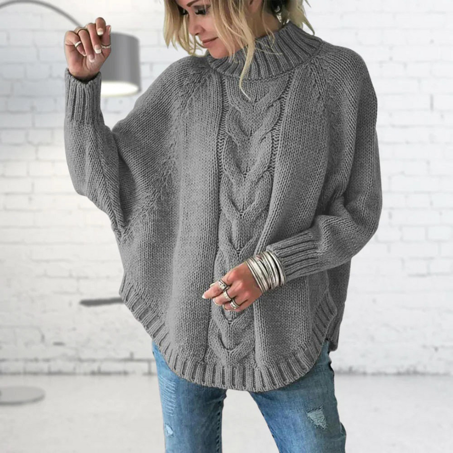 Pull Col Montant à Torsades Oversize
