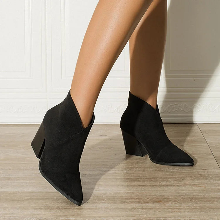 Bottines à Talon Bas et Fermeture Éclair