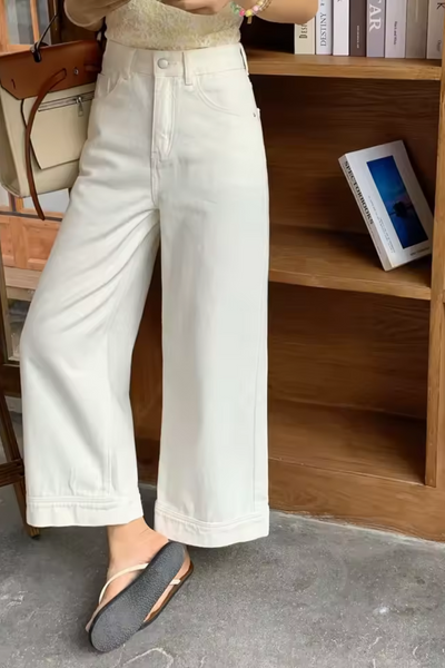 Lea | Jean blanc taille haute pour femme