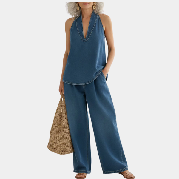 Ivy | Ensemble Deux Pièces en Denim Vintage Lavé