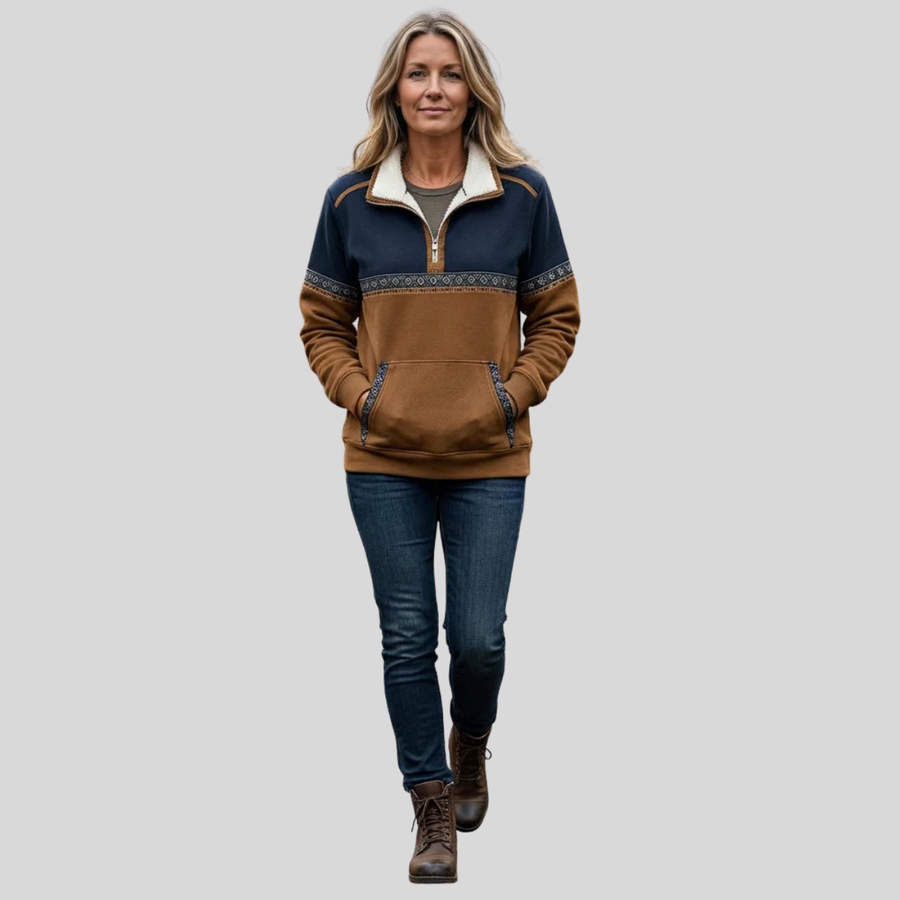 Sweat Col Montant Demi-Zip Poche
