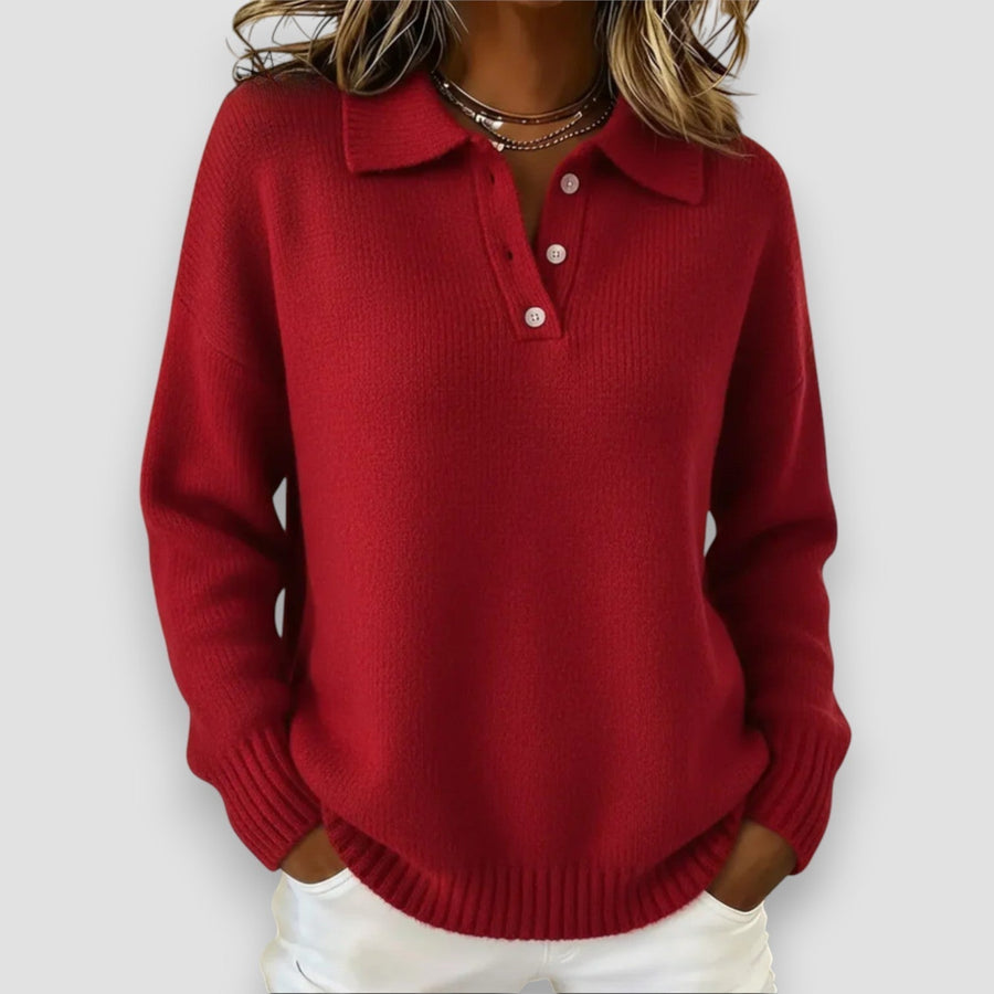 Pull Col Boutonnant Coupe Décontractée