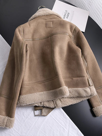 Manteau d'hiver en daim Olivia - Chaud et élégant
