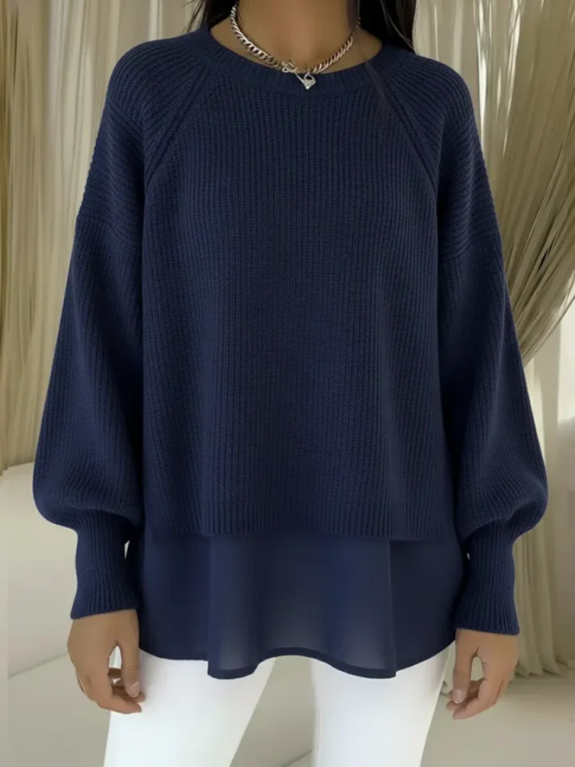 Pull Superposé Col Rond Manches Raglan