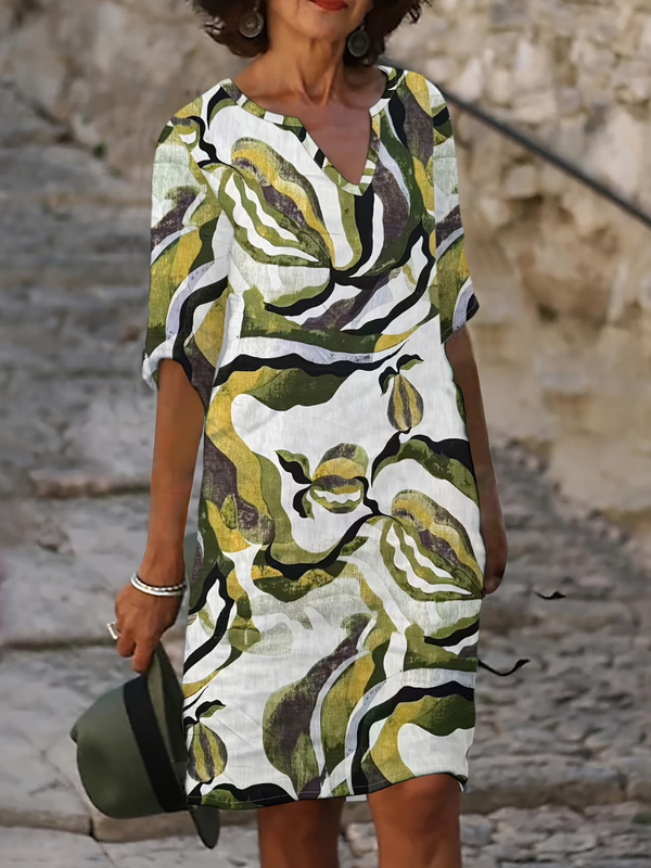 Robe Estivale Fluide Motif Artistique