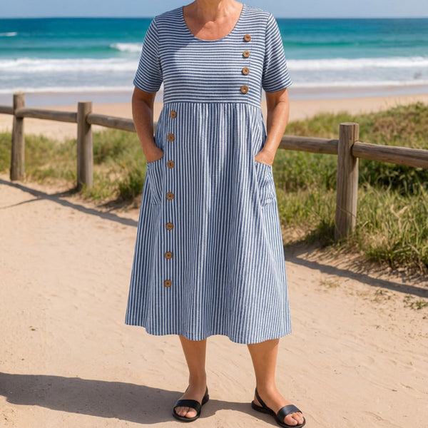 Robe Rayée Été - Coupe Fluide et Élégante