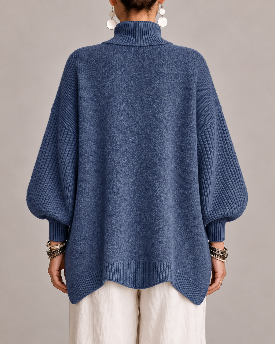 Pull Col Montant Oversize à Côtes