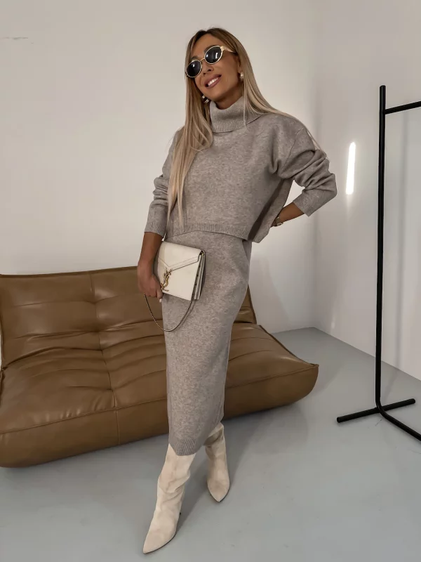 Kathleen - Col Roulé Deux Pièces L'hiver Tricot Set