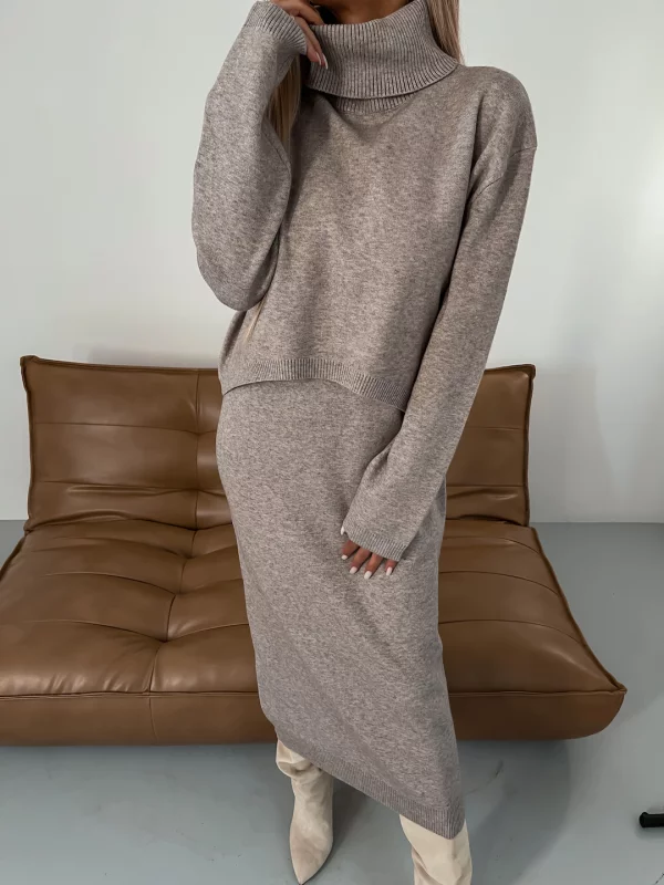 Kathleen - Col Roulé Deux Pièces L'hiver Tricot Set