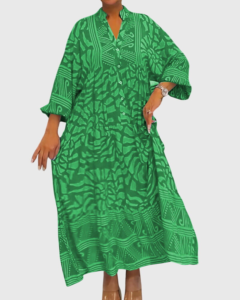 Robe longue imprimé — vue arrière coupe fluide