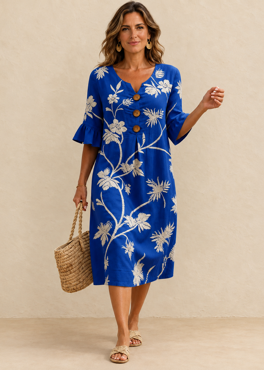 Robe Fiorenza — manches volantées, détail raffiné