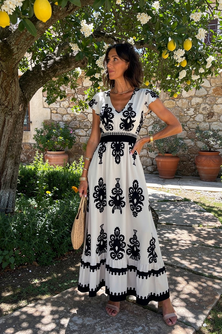 Robe Longue Alhambra - Élégance Méditerranéenne — Abricot — Estée Paris