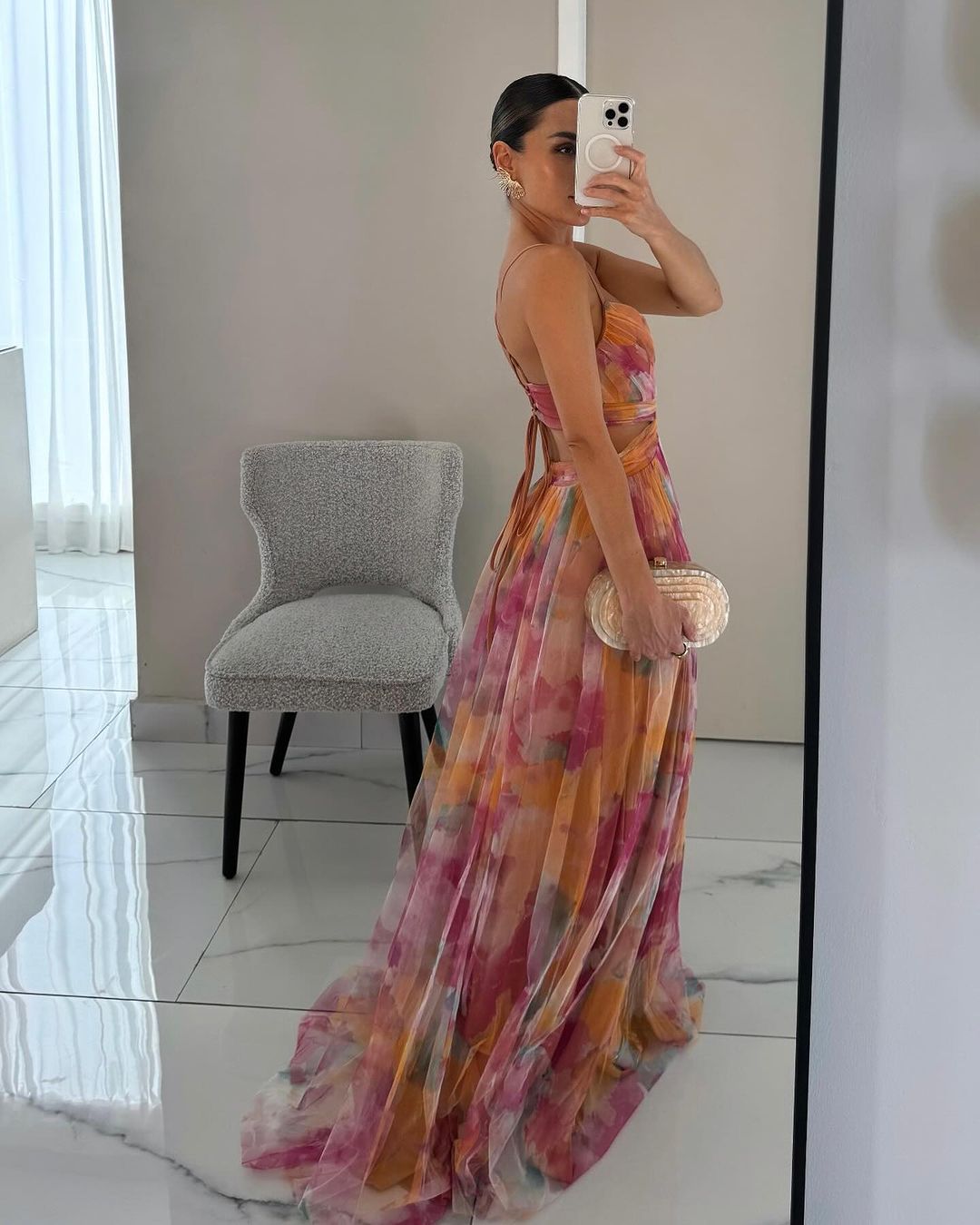 Giselle – Élégante Robe Longue à Imprimé Fleuri